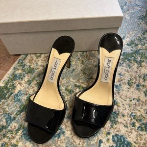 Jimmy Choo Stacey 85 Black Patent Leather Heels